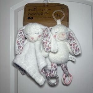 Dreamgro Buddy Blankie & Rattle Bunny Lovey Quilted Security Blanket